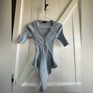 Vici light blue bodysuit Henley shirt style